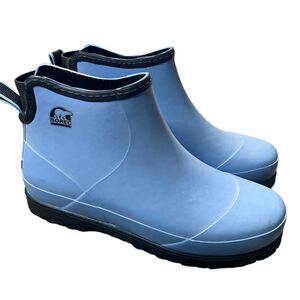 Rare Sorel Flood Plain Chukka Rubber Rain Boots Size 5 Blue and Black Waterproof
